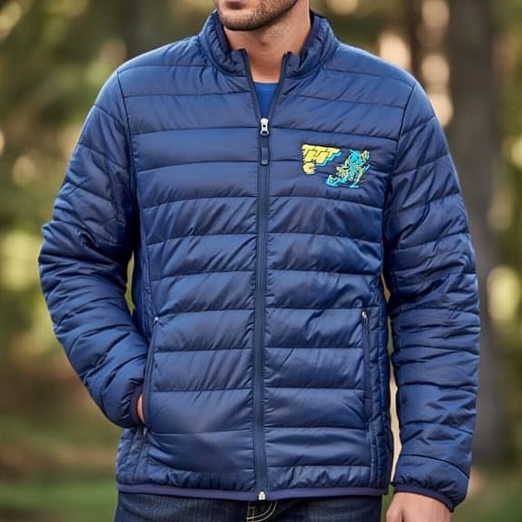 Doudoune TTTMC avec logo brodé sur fond jaune du club